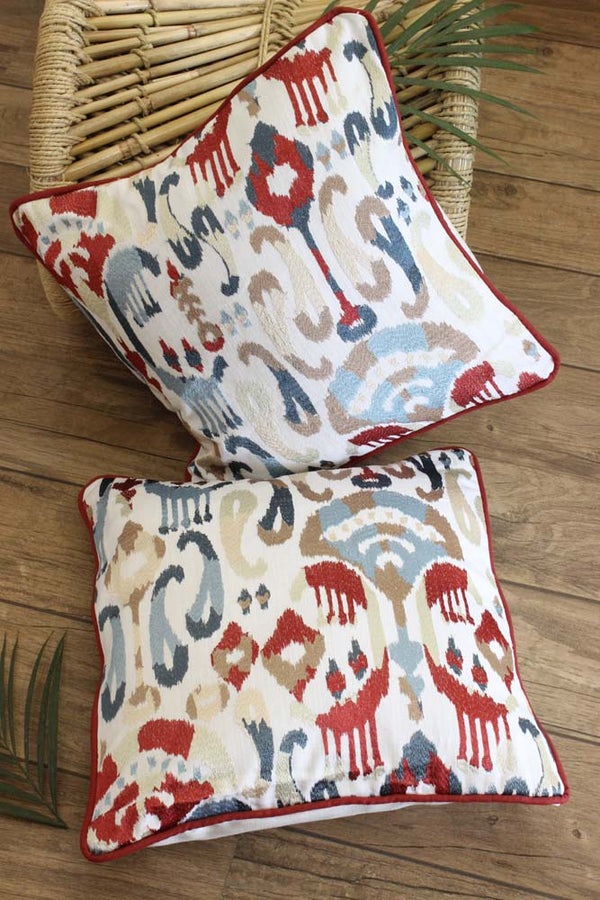 Rustling Leaves Embroidered Cushion Cover- Set of 2