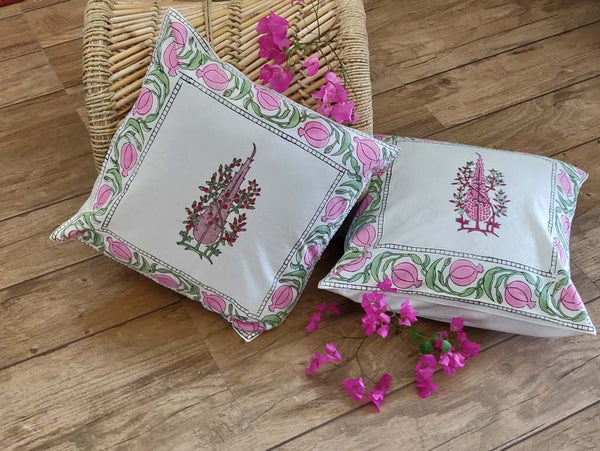 Dilkash Hand Block Print Cotton Cushion Cover- Set of 2