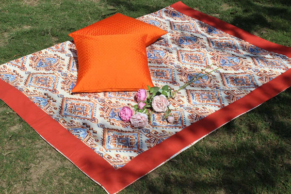 Orange Glory Cotton Six Seater Table Cover